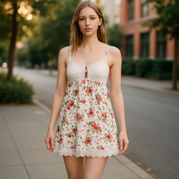 Victoria's Secret Dresses & Skirts - Victoria's Secret Cottagecore Floral Slip Dress Chemise Babydoll Small Lace Pink